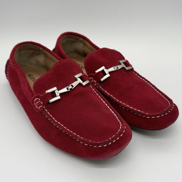 Alfani Red Suede Horsebit Loafer Driving Moccasins Shoes \